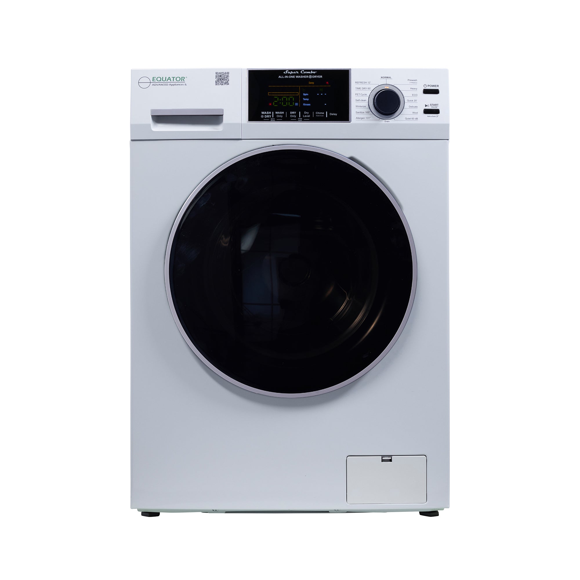 Equator Advanced Appliances All-in-One 4700 Washer-Dryer, Ventless, Fully Built-In, Zero Clearance, 1.62 cu. ft. / 15 lb Capacity, 110V, 1400 RPM - White