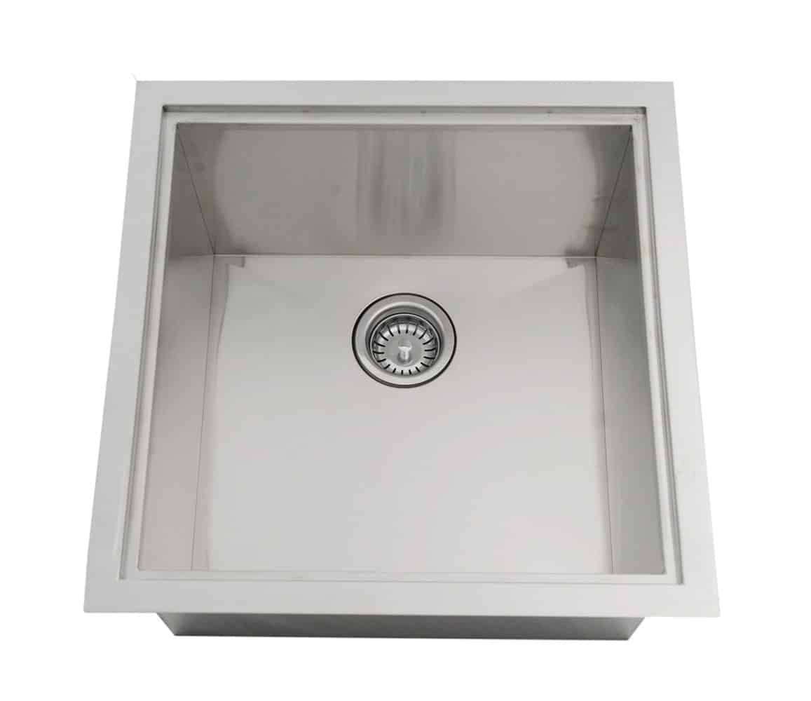 Sunstone Metal Products 20" x 20" Outdoor-Rated Stainless Steel Single-Bowl Sink – Dual Mount with Lid