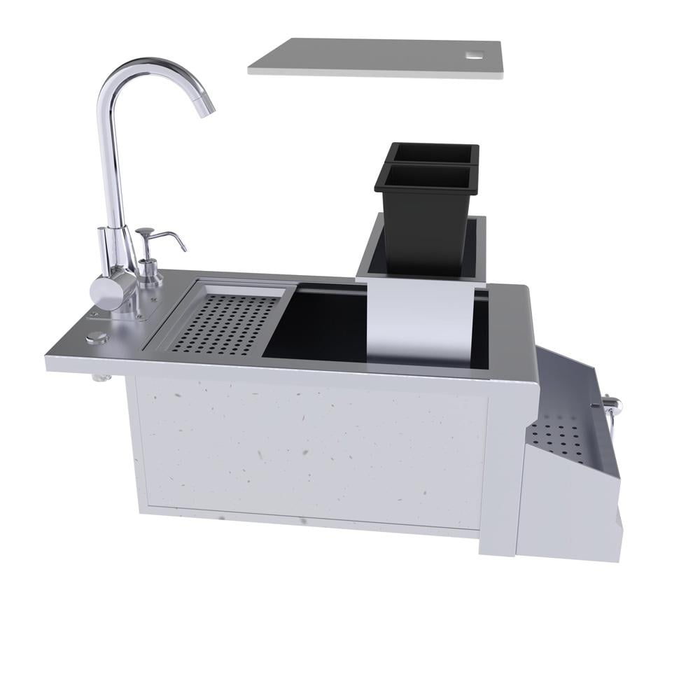 Sunstone Metal Ruby Series 14" Outdoor Bar Sink & Cocktail Ice Chest Station