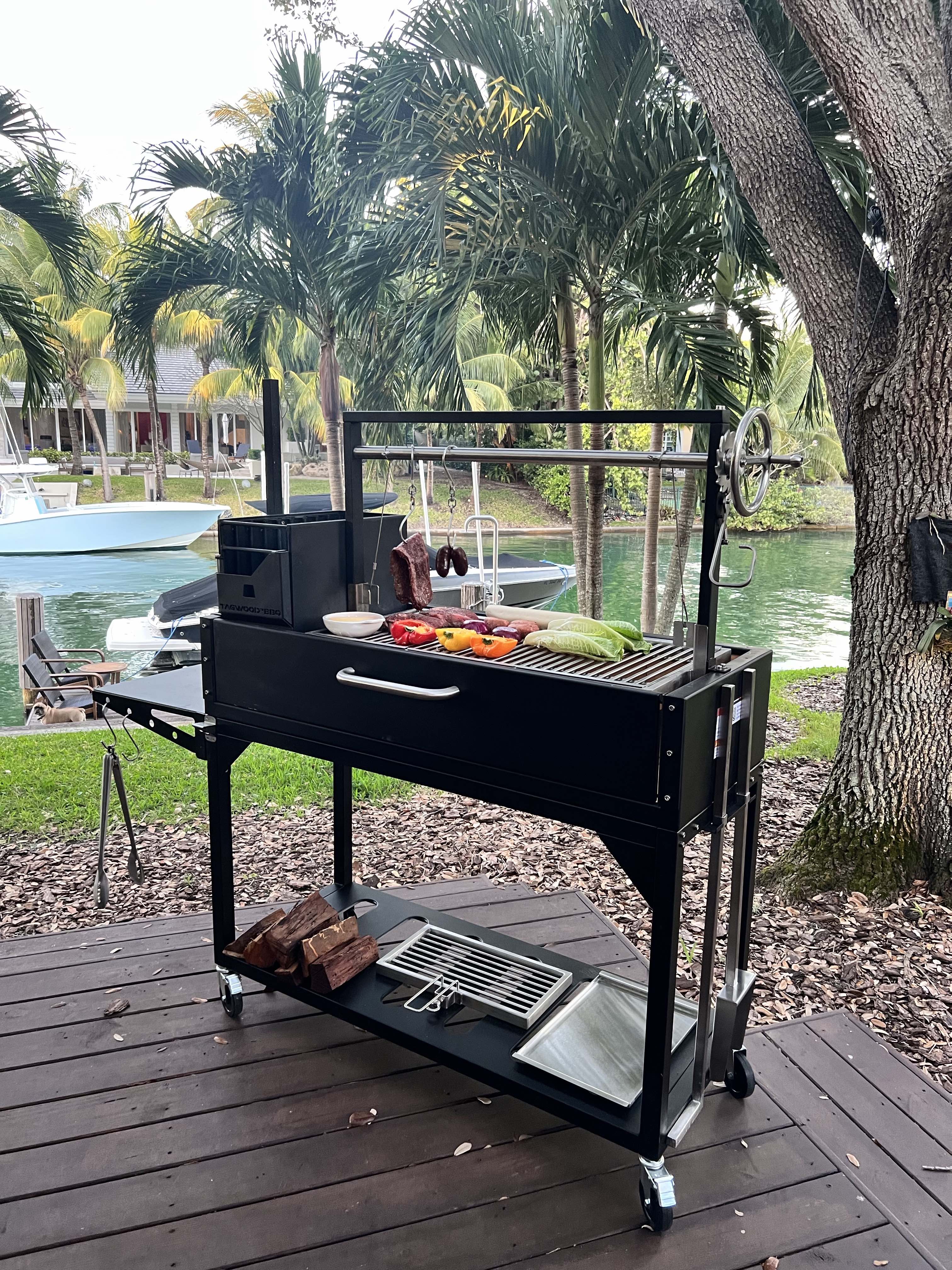 Tagwood BBQ03SI – Argentine Wood & Charcoal Grill (Black Finish) Partially Built