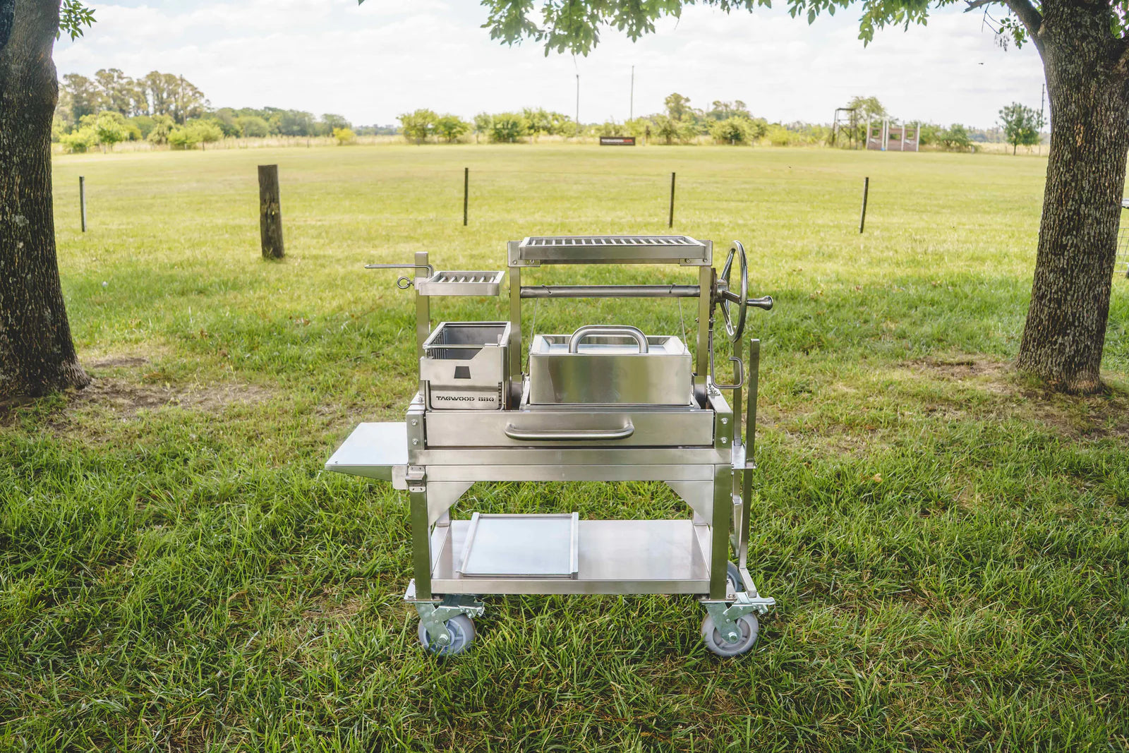 Tagwood BBQ03SS MINI– Argentine Stainless Steel Wood & Charcoal Grill Partially Built