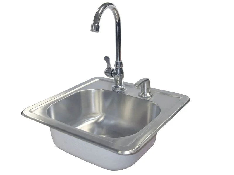Cal Flame 15″ Outdoor Stainless Steel Sink with Faucet & Soap Dispenser – Model BBQ11963