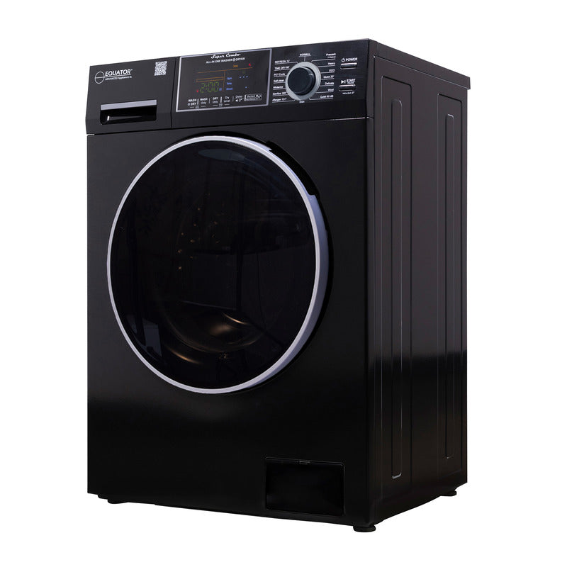 Equator Advanced Appliances All-in-One 4600 Ventless/Vented Washer Dryer with Pet Cycle, 1.62 cu. ft., 15 lb Capacity, 110V -Black